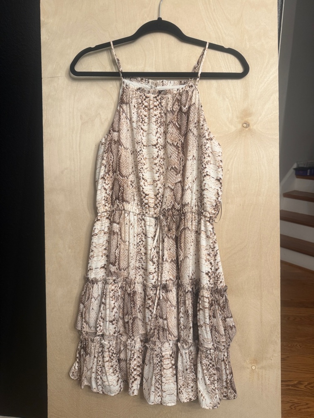 Bar III Beige and Brown Snake Print Mini Dress
